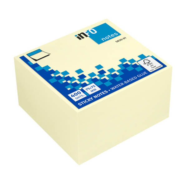 Info Notes notes autocollantes recyclées 75 x 75 mm (400 feuilles) - jaune 303233 - 1
