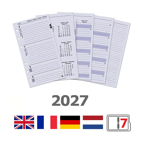 Kalpa Personal organiseur avec agenda semainier (1 semaine sur 2 pages) 4 langues - marron châtaigne 406165 - 8