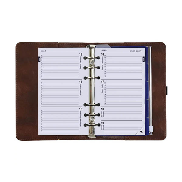 Kalpa Personal organiseur avec agenda semainier (1 semaine sur 2 pages) 4 langues - marron châtaigne 406165 - 6