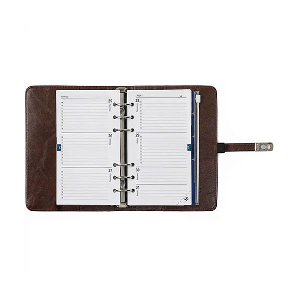 Kalpa Personal organiseur avec recharge d'agenda semainier avec répartition par heure (1 semaine sur 2 pages) bilingue - brun ombré 262573 - 5