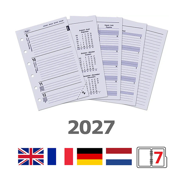 Kalpa Pocket organiseur avec agenda semainier grainé (1 semaine sur 2 pages) 4 langues - gris 406167 - 8