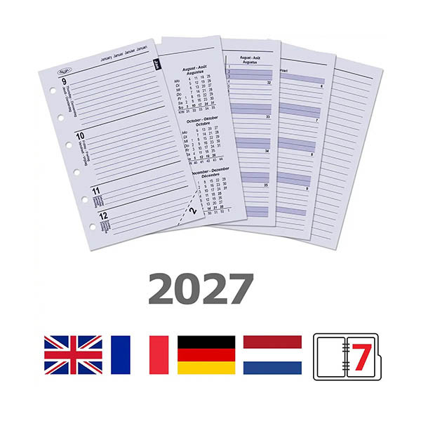 Kalpa Pocket recharge 2027 agenda semainier avec horaire,(1 semaine sur 2 pages) 4 langues 262598 - 1