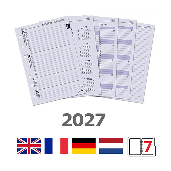 Kalpa organiseur A5 avec agenda semainier à horaires grainé (1 semaine sur 2 pages) 4 langues - gris 406160 - 8