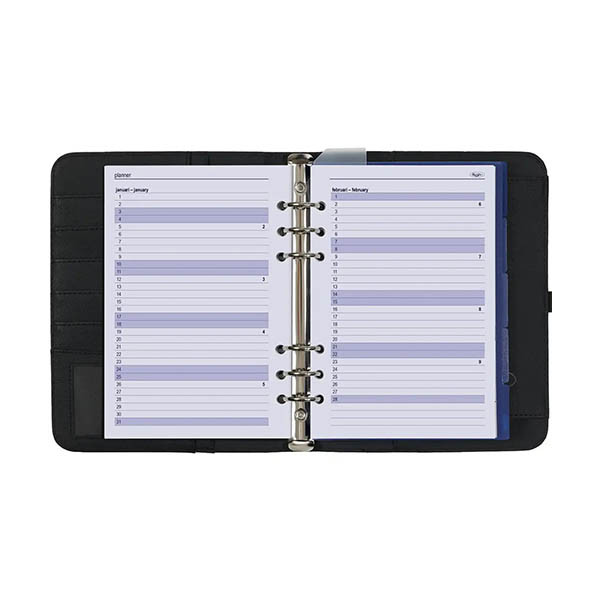 Kalpa organiseur A5 avec agenda semainier à horaires grainé (1 semaine sur 2 pages) 4 langues - noir 406190 - 5