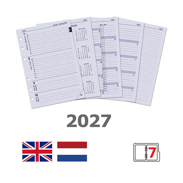 Kalpa organiseur A5 avec agenda semainier à horaires grainé (1 semaine sur 2 pages) 4 langues - noir 406190 - 7