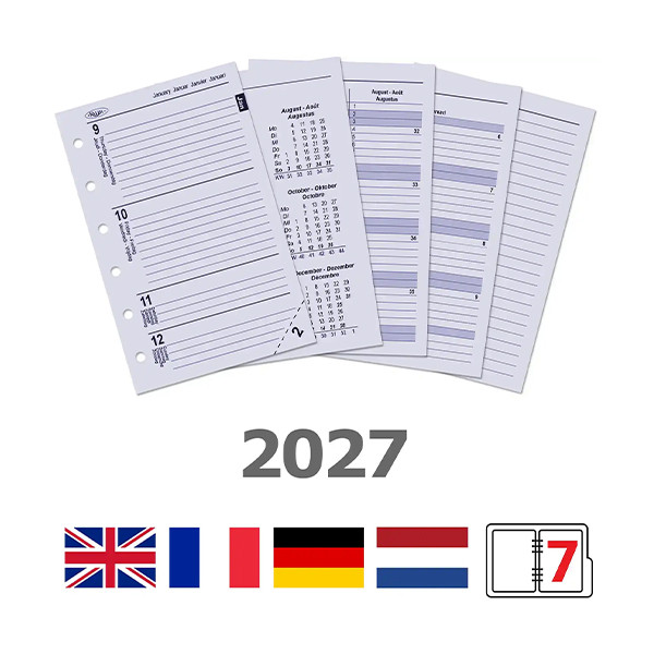 Kalpa organiseur de poche avec agenda semainier en cuir (1 semaine sur 2 pages) 4 langues - noir 262595 - 6