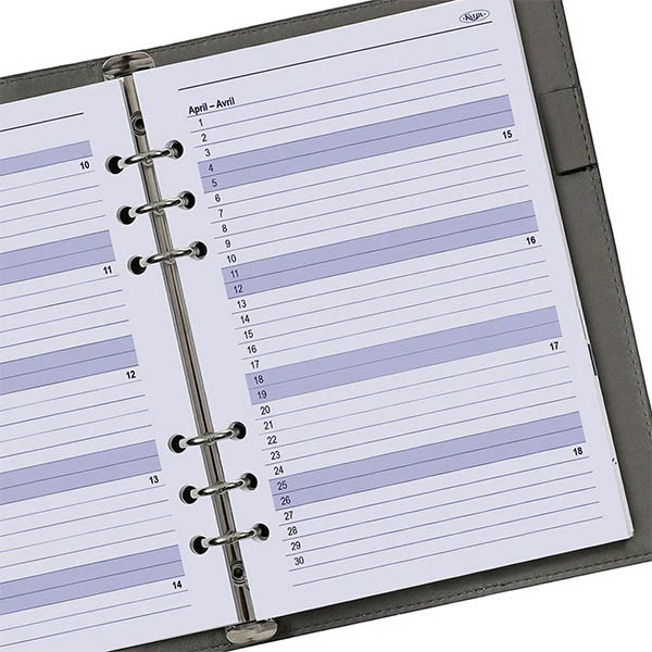 Kalpa recharge 2027 A5 agenda semainier avec horaire (1 semaine sur 2 pages) 4 langues 262596 - 6