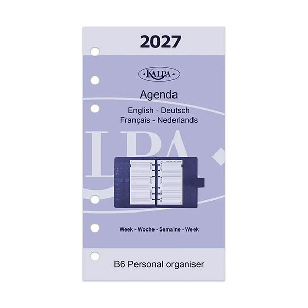 Kalpa recharge 2027 agenda semainier personnel avec horaire (1 semaine par 2 pages) 4 langues 262597 - 2