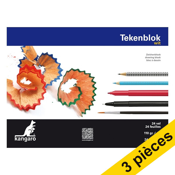 Offre : 3x Kangaro bloc de crouquis 24 x 32 cm 110 g/m² (24 feuilles) 056691 - 1