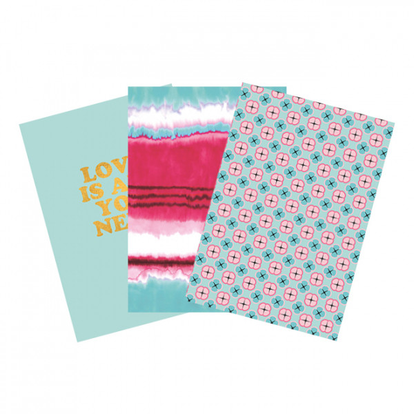 Kangaro Pink Mint Retro cahier quadrillé A4 assorti 3 pièces 80 feuilles (10 mm) K-21209 206878 - 1