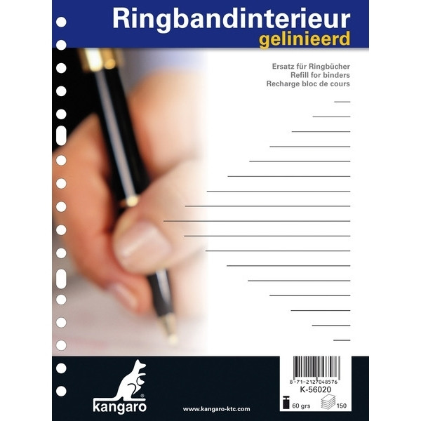 Kangaro bloc de cours perforé A5 ligné 60 g/m² 150 feuilles (17 trous) K-56020 205324 - 1