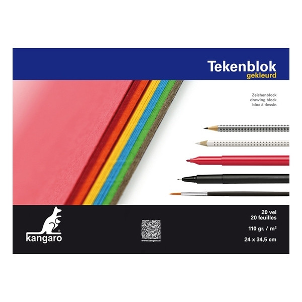 Kangaro bloc de croquis coloré 34,5 x 24 cm 110 g/m² (20 feuilles) K-5588 205491 - 1