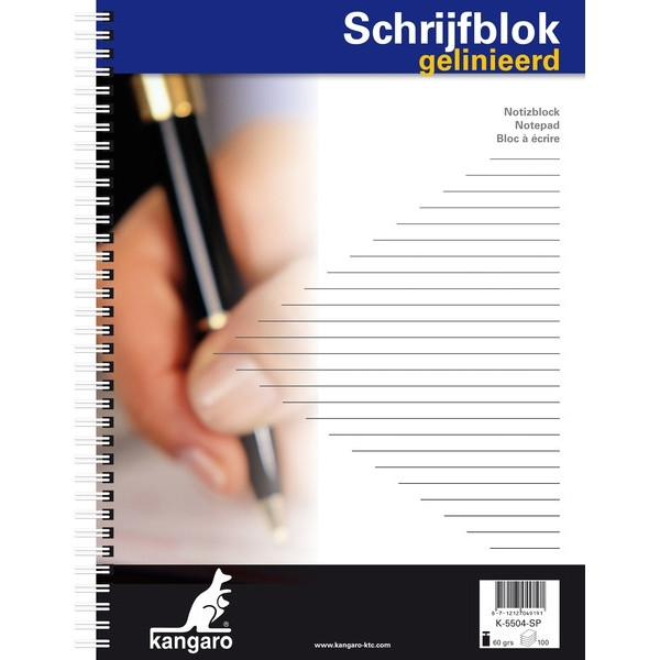 Kangaro cahier à spirale A4 ligné 60 g/m² 100 feuilles K-5504-SP 205334 - 1