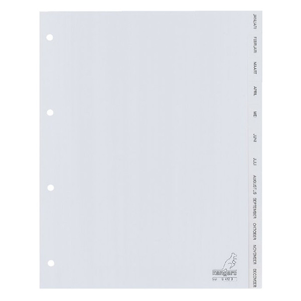 Kangaro intercalaires A4 en plastique avec 12 onglets mensuels (4 trous) - gris G412J 206791 - 1