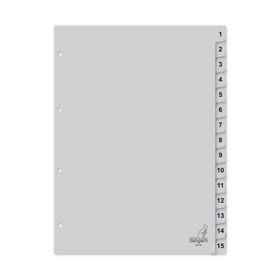 Kangaro intercalaires A4 en plastique avec 15 onglets (4 trous) - gris G415C 205053 - 1