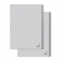 Kangaro intercalaires A4 en plastique avec 52 onglets (23 trous) - gris G452CM 206780