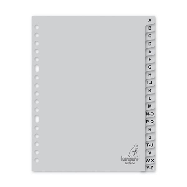 Kangaro intercalaires A5 en plastique avec 20 onglets A-Z (17 trous) - gris G520AZM 205178 - 1