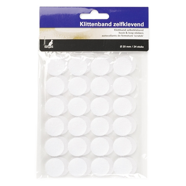 Kangaro velcro auto-adhésif Ø 20 mm (24 pièces) - blanc K-5062 204906 - 1