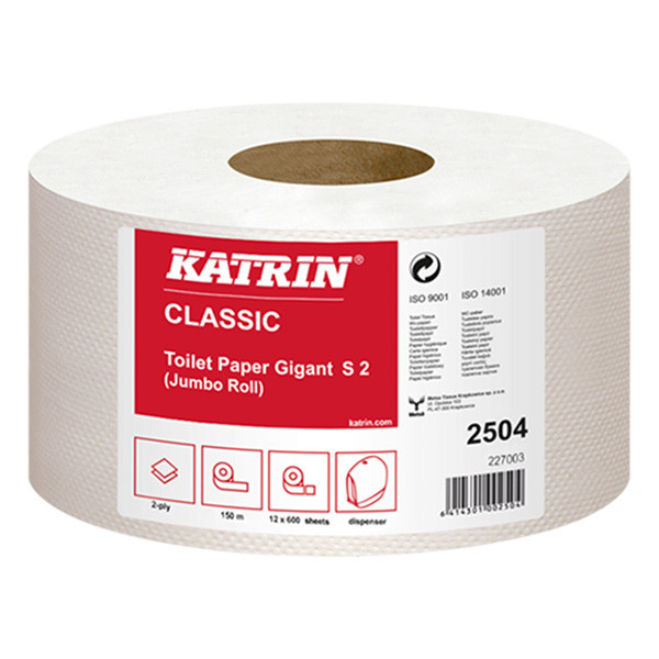 Katrin papier toilette 2 plis 12 rouleaux pour distributeur Katrin Classic Gigant S2  STO04004 - 1