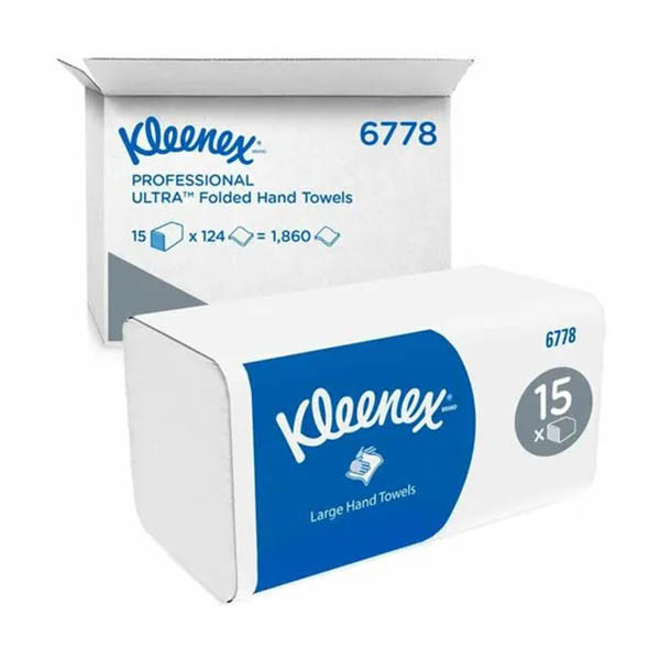 Kleenex 6778 essuie-mains pliage V 2 plis 15 paquets - blanc SKL00064 - 1