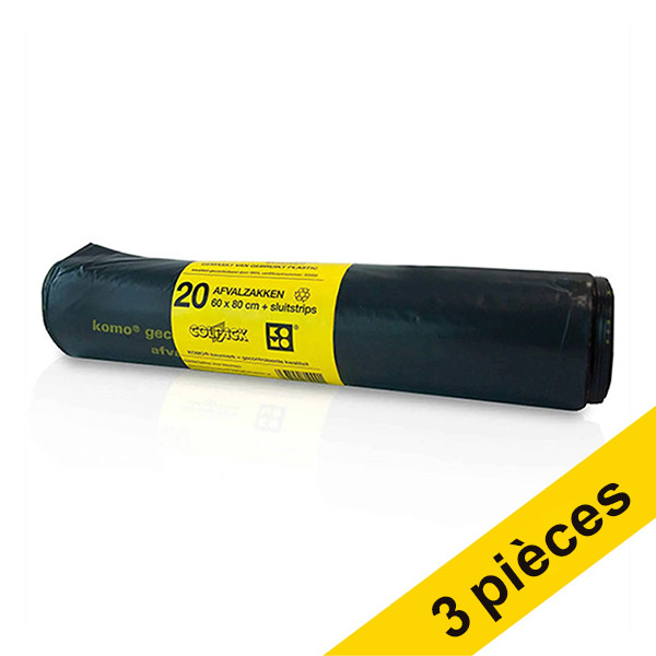Komo Offre : 3x KOMO sacs-poubelle avec bande de fermeture 60 litres (20 pièces)  SKO00012 - 1
