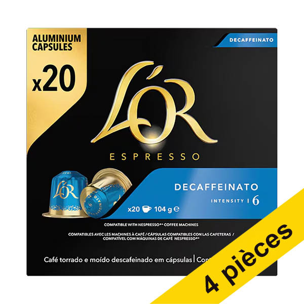 Offre : 4x L'OR Espresso Decaffeinato capsules de café (20 pièces) 423609 - 1