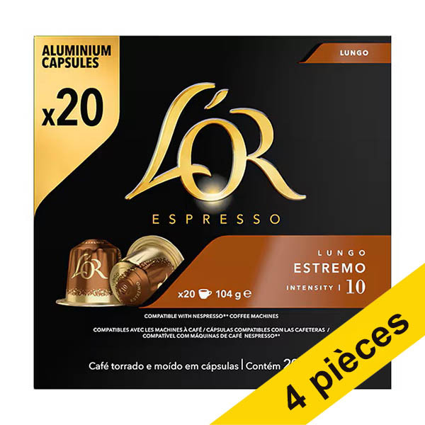 Offre : 4x L'OR Espresso Lungo Estremo capsules (20 pièces) 423913 - 1