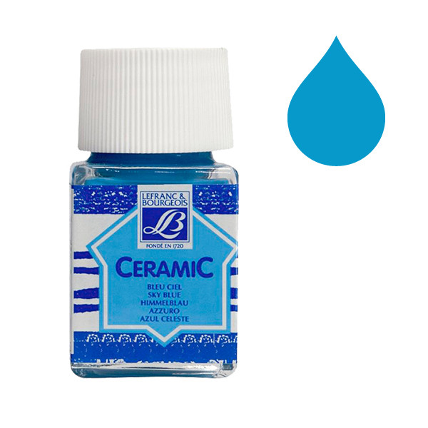 Lefranc Bourgeois Ceramic peinture pour verre et porcelaine 028 (50 ml) - bleu ciel 210313 405119 - 1