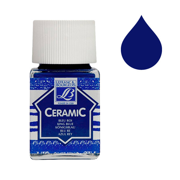 Lefranc Bourgeois Ceramic peinture pour verre et porcelaine 051 (50 ml) - bleu roi 210315 405120 - 1