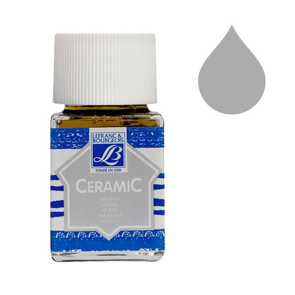 Lefranc Bourgeois Ceramic peinture pour verre et porcelaine 710 (50 ml) - argent 210358 405132 - 1