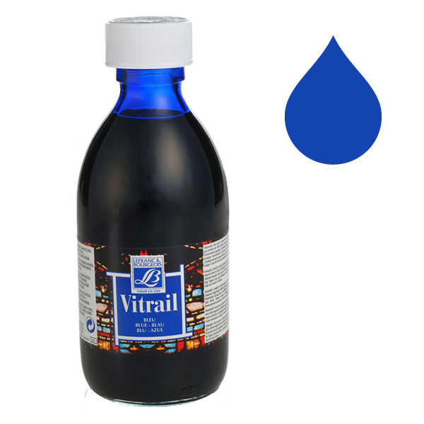 Lefranc Bourgeois Vitrail peinture pour verre et porcelaine 025 (250 ml) - bleu 210225 405093 - 1