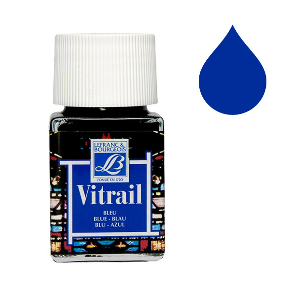 Lefranc Bourgeois Vitrail peinture pour verre et porcelaine 025 (50 ml) - bleu 210224 405092 - 1