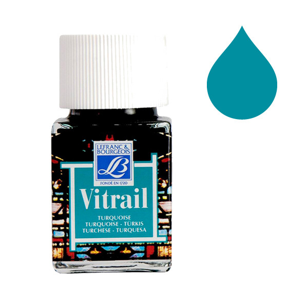 Lefranc Bourgeois Vitrail peinture pour verre et porcelaine 050 (50 ml) - bleu turquoise 210228 405095 - 1