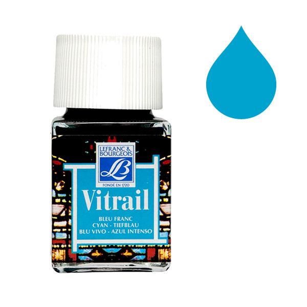 Lefranc Bourgeois Vitrail peinture pour verre et porcelaine 087 (50 ml) - cyan 210793 405112 - 1