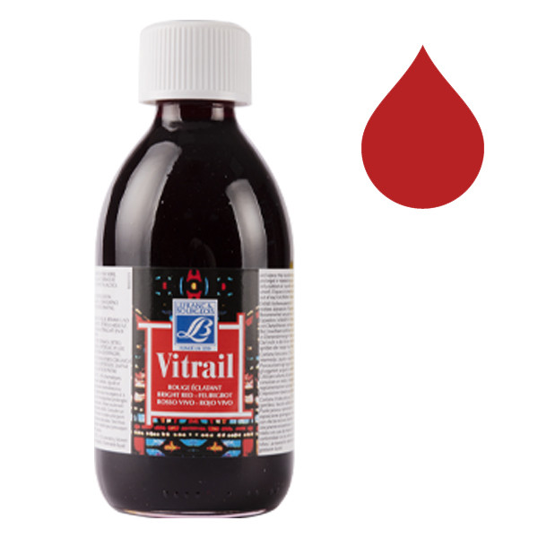 Lefranc Bourgeois Vitrail peinture pour verre et porcelaine 433 (250 ml) - rouge éclatant 210249 405105 - 1