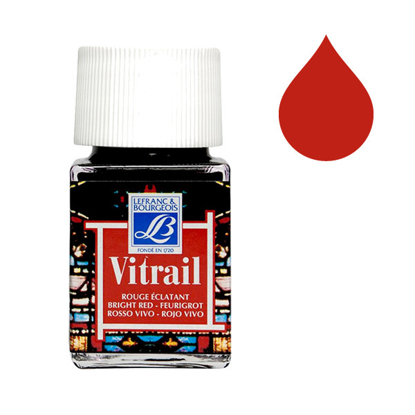 Lefranc Bourgeois Vitrail peinture pour verre et porcelaine 433 (50 ml) - rouge éclatant 210248 405104 - 1