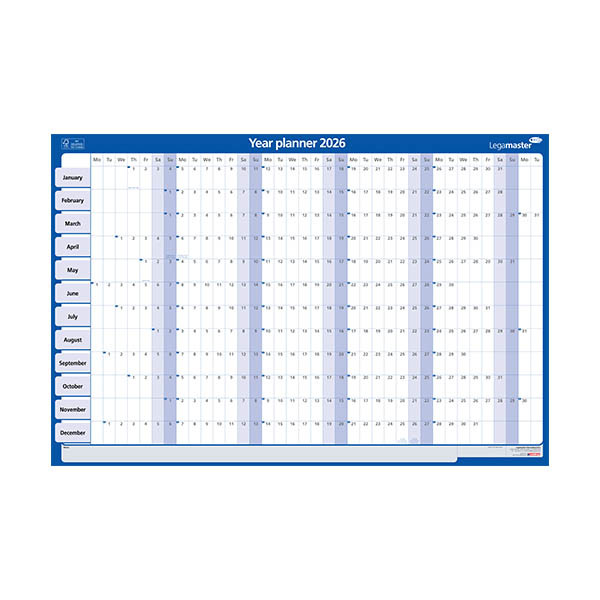 Legammaster planificateur annuel 2026 horizontal 60 x 90 cm ANGL 262555 - 1