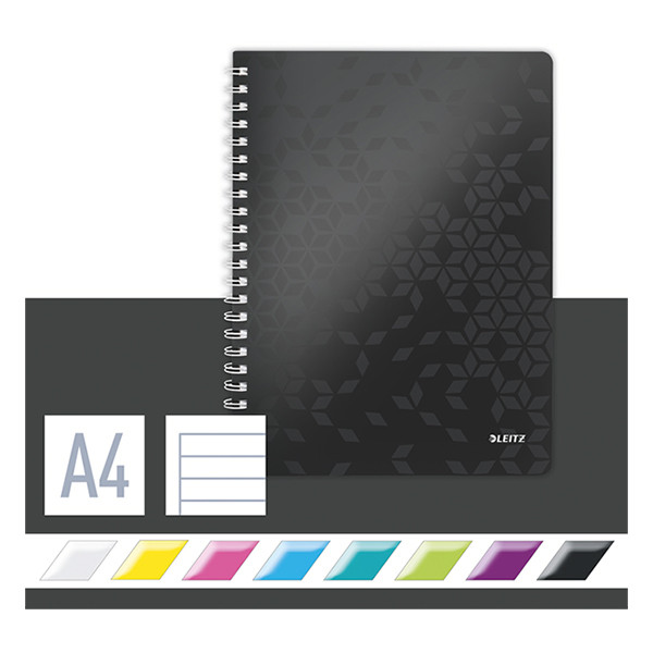 Leitz 4637 WOW cahier à spirale A4 ligné 80 g/m² 80 feuilles - noir 46370095 226218 - 3