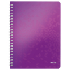Leitz 4637 WOW cahier à spirale A4 ligné 80 g/m² 80 feuilles - violet métallisé