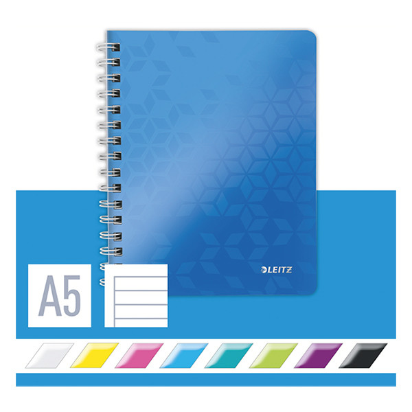 Leitz 4639 WOW cahier à spirale A5 ligné 80 g/m² 80 feuilles (2 trous) - bleu métallisé 46390036 211994 - 4