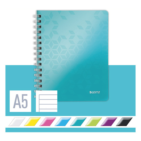 Leitz 4639 WOW cahier à spirale A5 ligné 80 g/m² 80 feuilles (2 trous) - menthe métallisé 46390051 211996 - 4