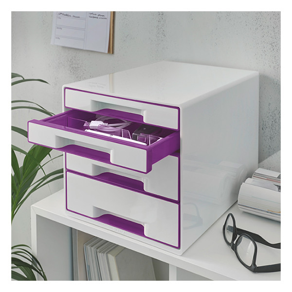 Leitz 5213 WOW module de classement (4 tiroirs) - violet métallisé 52132062 202538 - 3