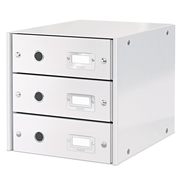 Leitz 6048 WOW module de classement (3 tiroirs) - blanc métallisé 60480001 211182 - 1