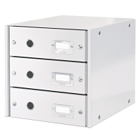 Leitz 6048 WOW module de classement (3 tiroirs) - blanc métallisé 60480001 211182