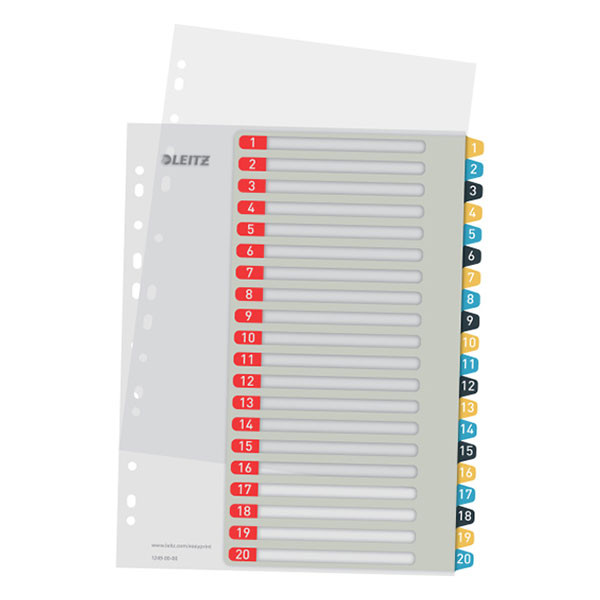 Leitz Cosy intercalaires imprimables en carton A4 avec 20 onglets (11 trous) 12490000 226369 - 1