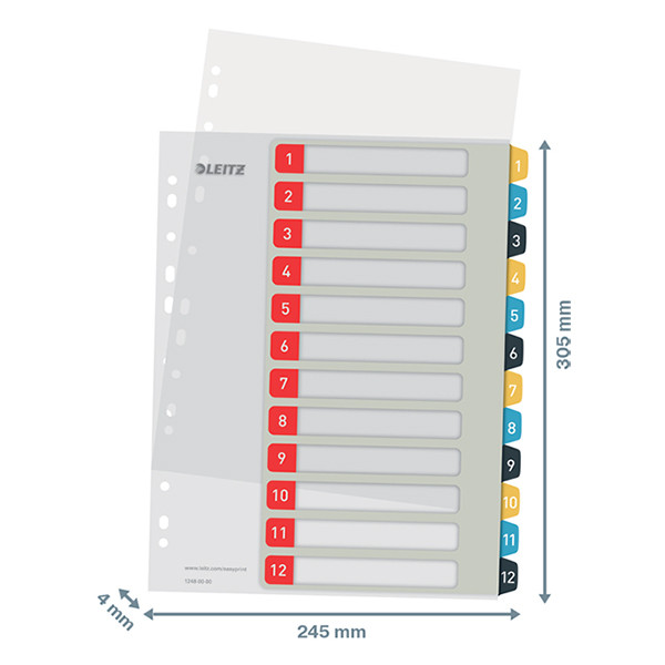 Leitz Cosy intercalaires imprimables en plastique A4 avec 12 onglets (11 trous) 12480000 226368 - 3