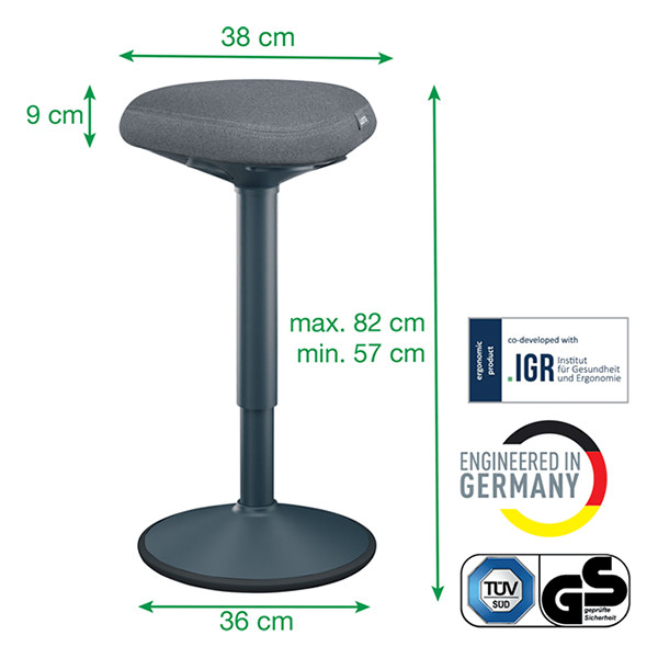 Leitz Ergo Active tabouret avec réglage pneumatique - gris foncé 65450089 202763 - 6