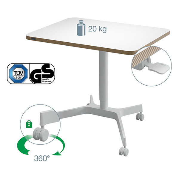 Leitz Ergo bureau assis-debout mobile 80 x 60 cm - blanc 65360001 202548 - 5