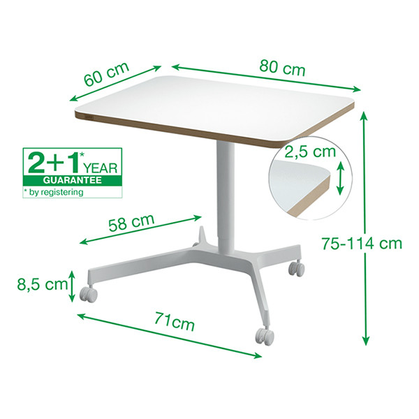 Leitz Ergo bureau assis-debout mobile 80 x 60 cm - blanc 65360001 202548 - 6