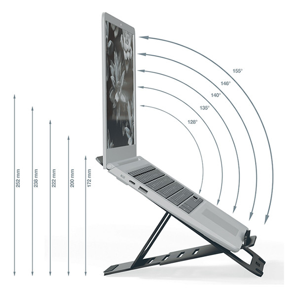 Leitz Ergo support pour ordinateur portable réglable ultra-plat en aluminium - gris foncé 63460089 202509 - 5